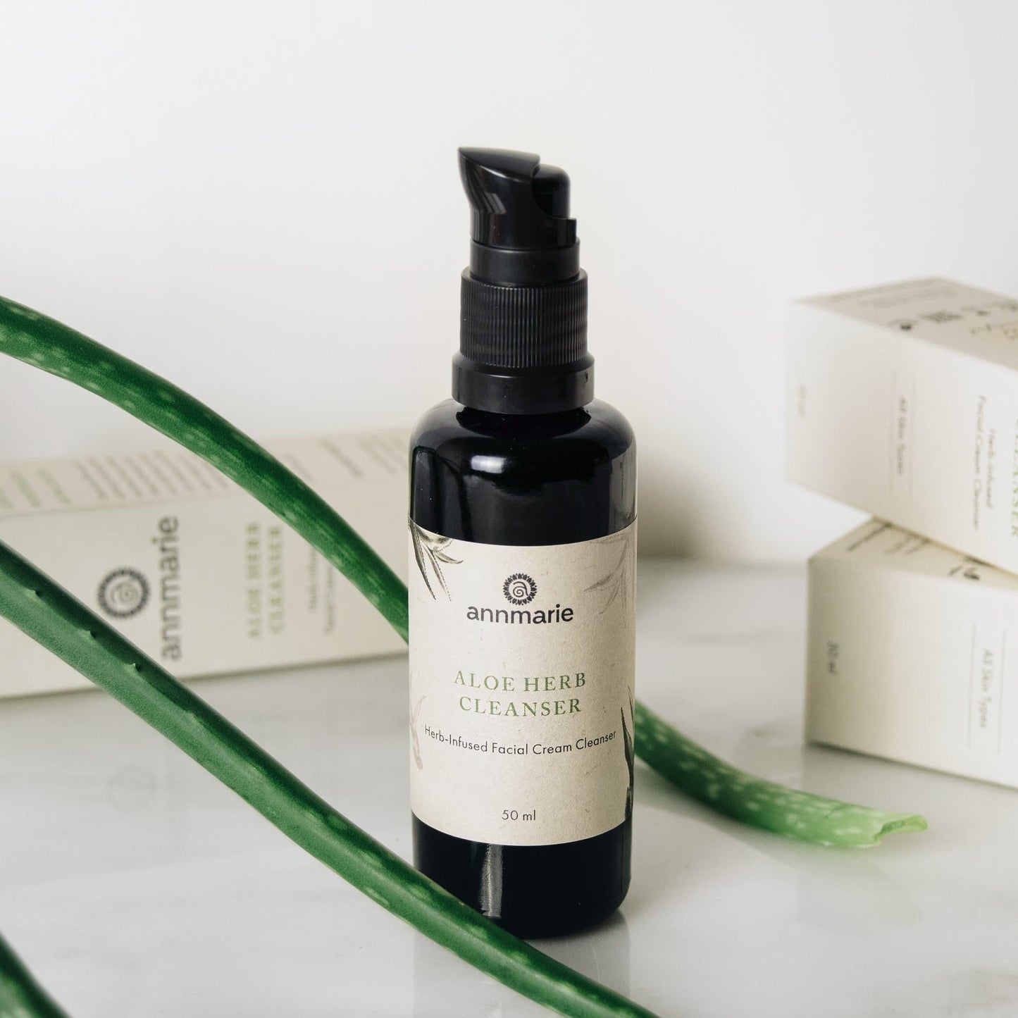 annmarie Skin Care Aloe Herb Facial Cleanser - Gentle, pH-Balanced Cleanser with Aloe Vera, Coconut Oil & Calendula, Suitable for All Skin Types (50mL, 1.7 fl oz)