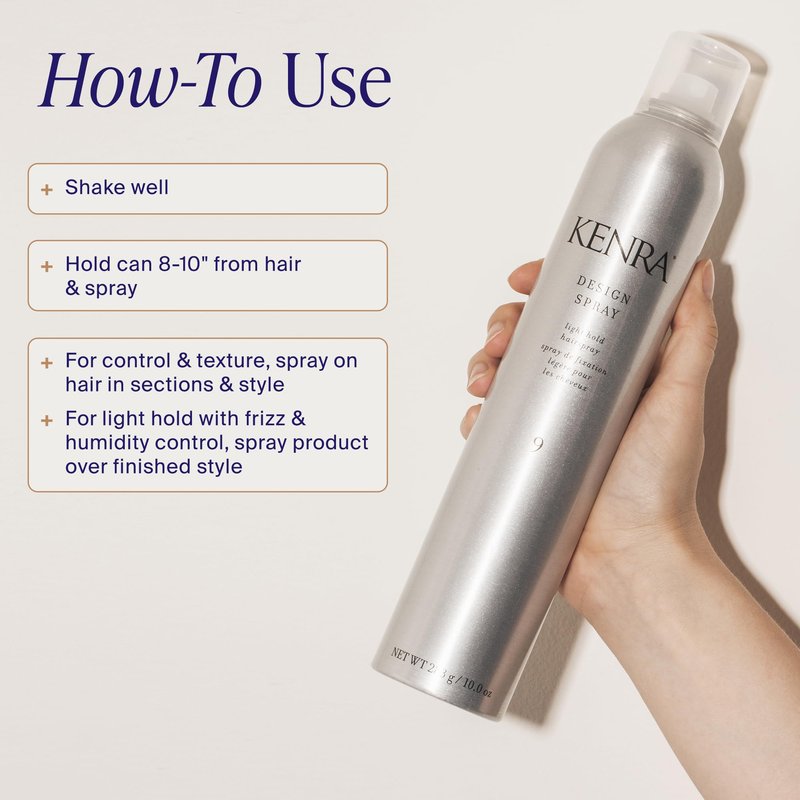 Kenra Professional Design Spray 9 | Light Hold Hairspray | Tames Frizz & Flyaways | Lightweight, Brushable Formula | All Hair Types | 10 oz