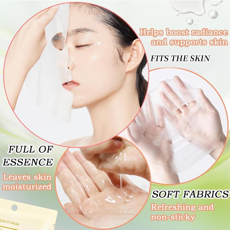 Hydrating Sheet Face Masks - 12 Pack for Dry Sensitive Skin | Spa Quality Skincare Gift Set