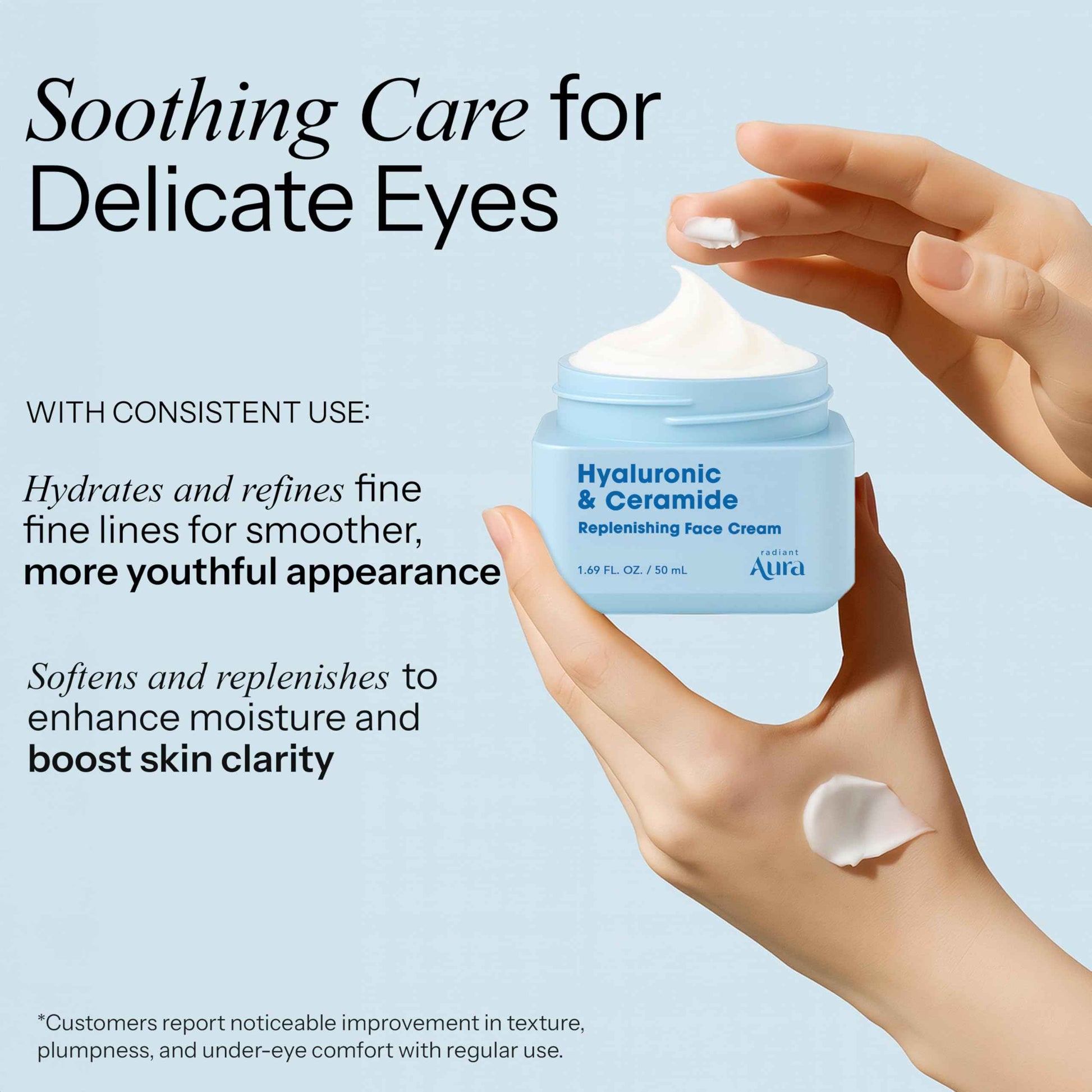 Radiant Aura Hyaluronic & Ceramide Face Moisturizer - Dermatologist Tested Korean Formula for Deep Hydration - Premium Non-Greasy Solution for Daily Moisture & Skin Barrier Care 2 Pack 1.69 fl oz Each