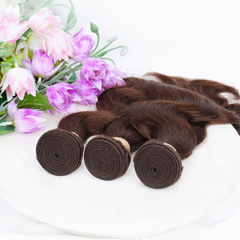 ALLRUN 18 Inch Brown Human Hair Bundle Body Wave 1 Pc - 100% Unprocessed Brazilian Virgin Hair Extensions Chocolate Brown Bundles Human Hair 4# Color (12A)