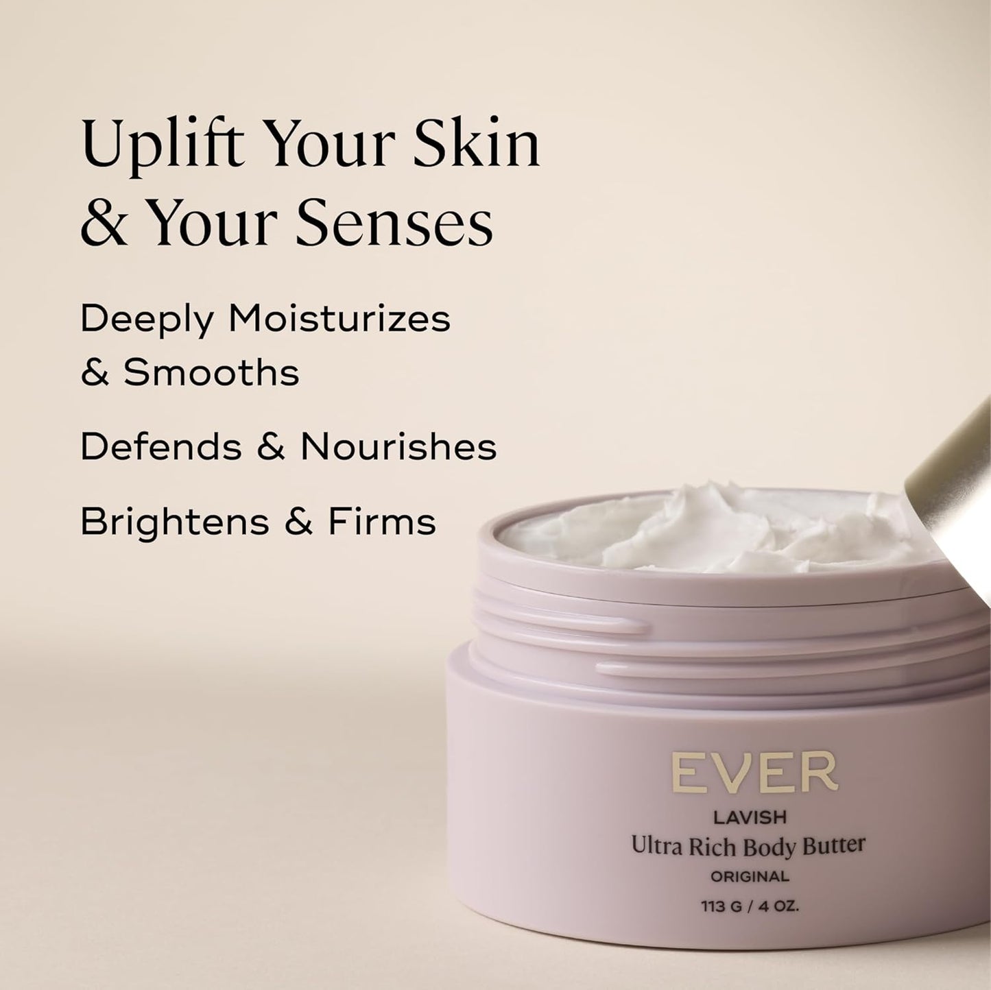 EVER Lavish Body Butter - Antioxidant-Rich Moisturizing Cream for Softer, Youthful Skin | 4 oz