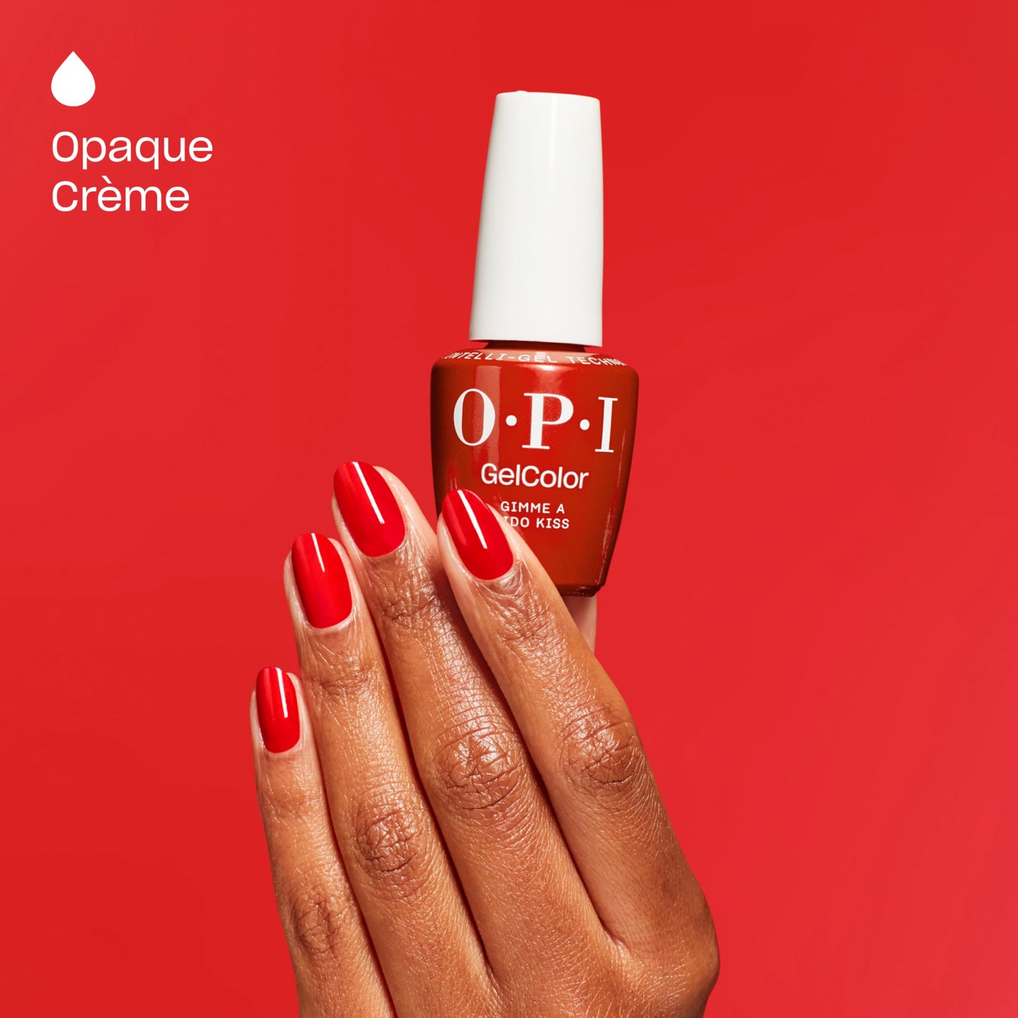 OPI GelColor Gimme a Lido Kiss | Opaque Bright Red Shimmer LED Cure Gel Nail Polish | Salon-Quality Shine, Long-Lasting Wear | Vegan & HEMA Free | 0.5 Fl Oz