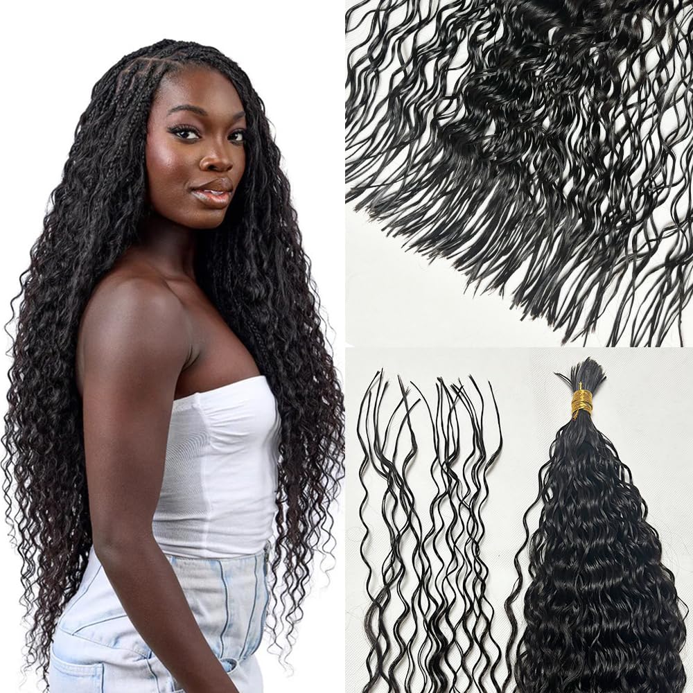 Curly Bulk Human Hair - Pre-Divided Loose Deep Wave Extensions for Boho Braids | 18 Inch, 50g (160 Roots)