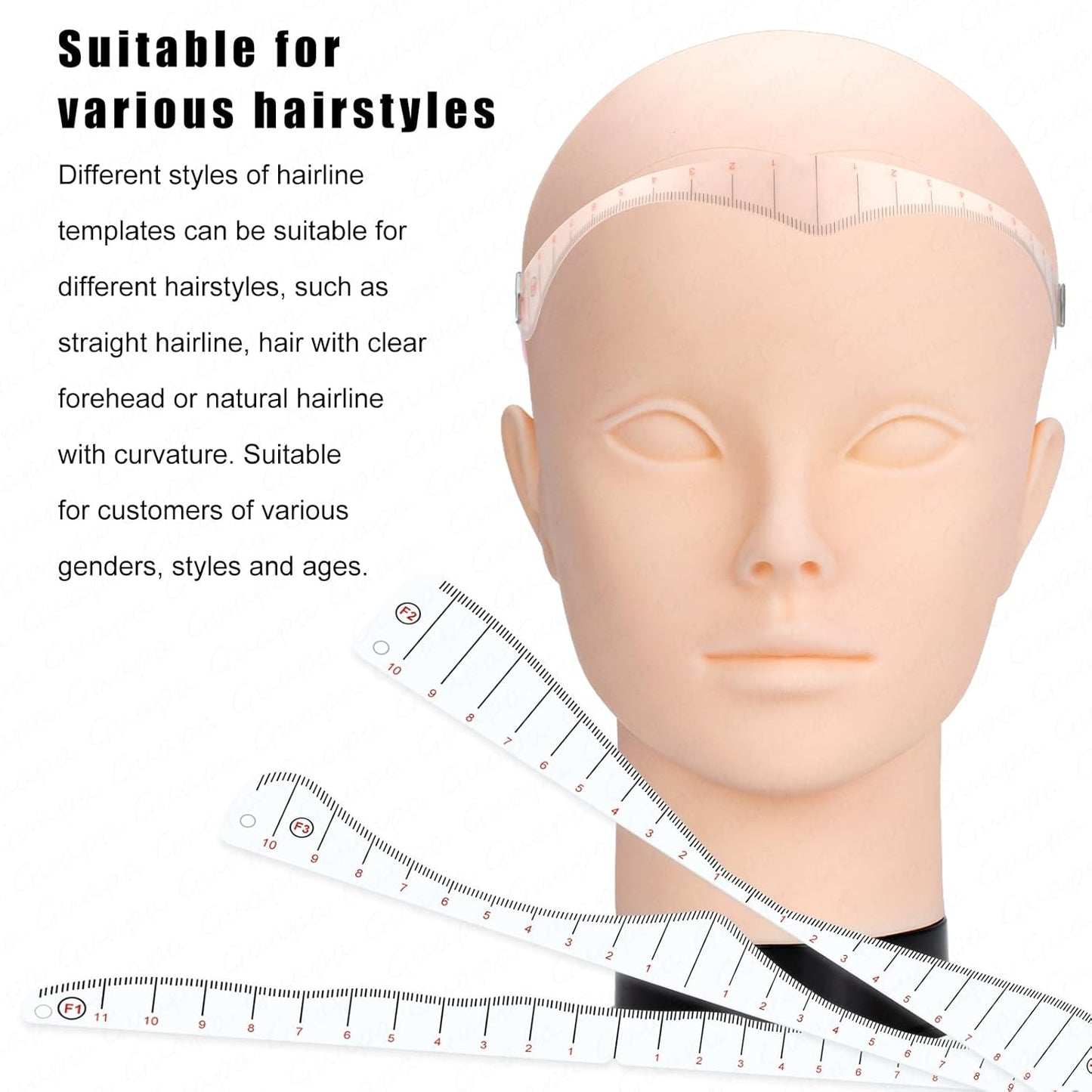 Hairline Stencil Ruler Kit - Precision Measuring Tool for Scalp Micropigmentation | Multiple Shapes for Men & Women