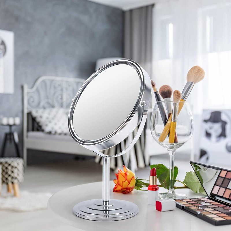 10X Magnifying Makeup Mirror - 8 Inch Double-Sided Swivel Desk Mirror | 1X/10X Magnification for Dresser & Bathroom