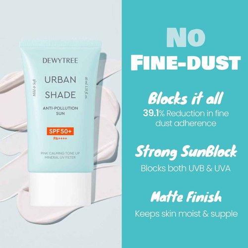 DEWYTREE Urban Shade Skin Sun Protection Daily Face Moisturizer with SPF 50 + Pa++++ Face Moisturizer for Dry Skin Pink Tone Up Cream Matte Sunscreen Sunblock for Face SPF Face Lotion (1.69 fl oz)