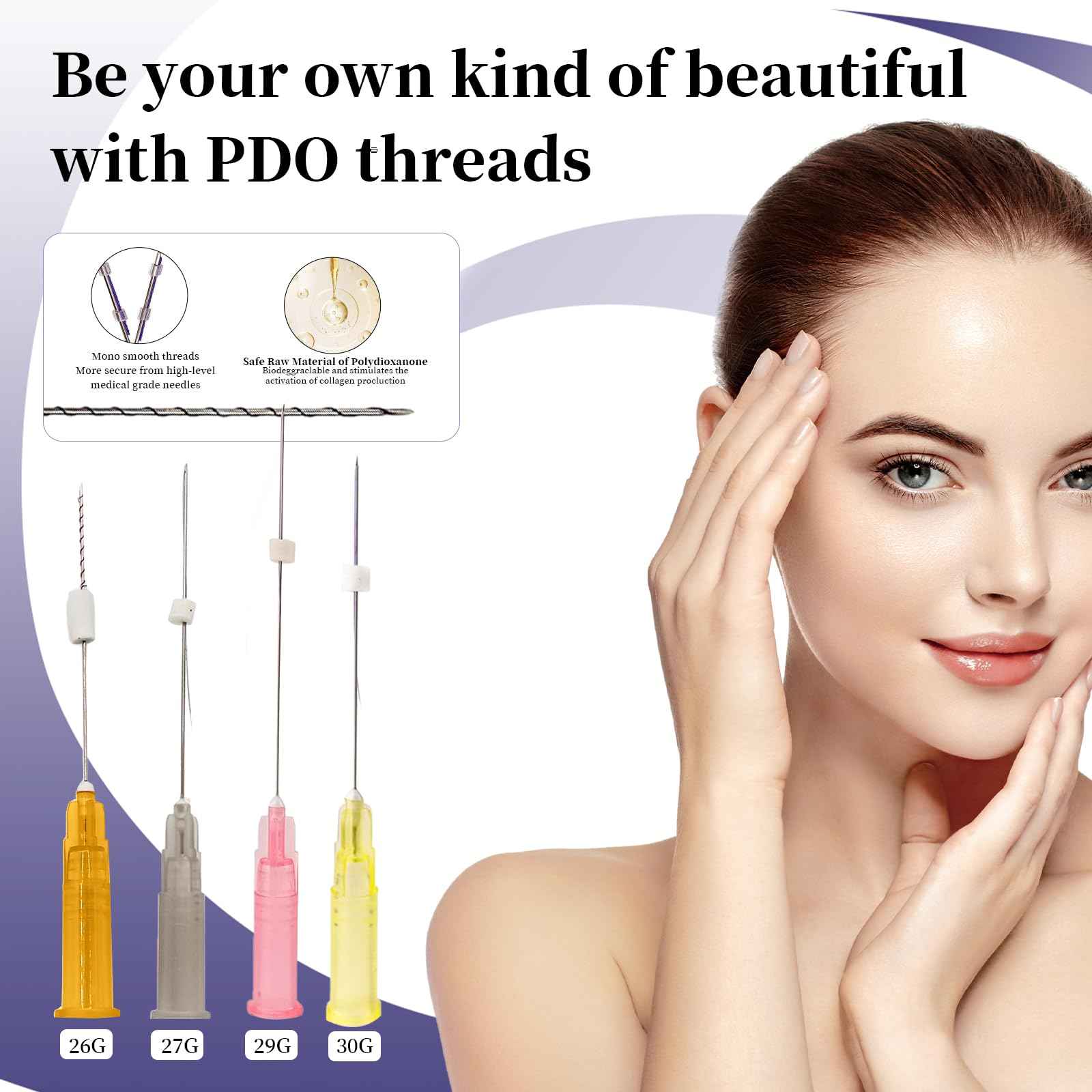 Pdo threads for face lift PDO Screw Threads 20PCS – Twisted Design for Cheeks & Jawline(s27g50mm)