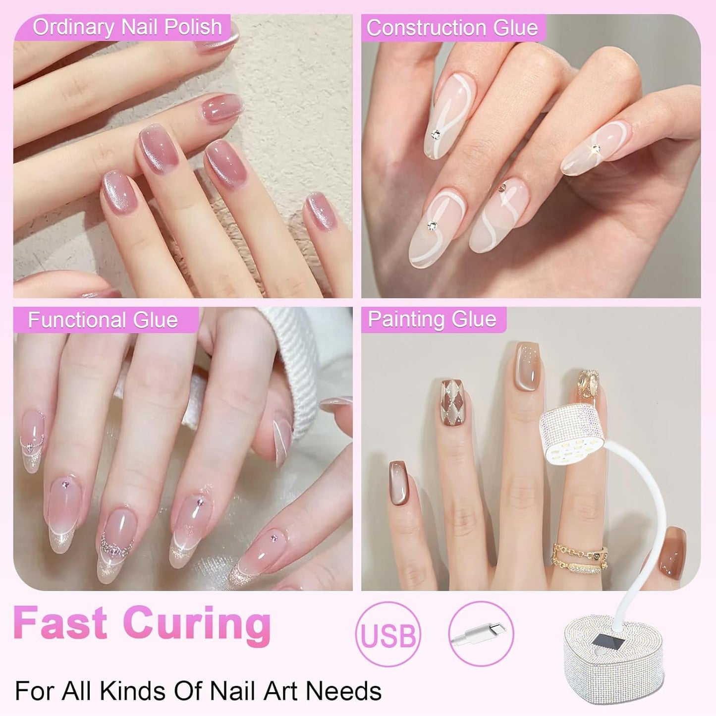 Mini UV Nail Lamp - 30W Fast Curing Gel Nail Light with Auto Sensor & 2 Timers | Rechargeable for Home & Salon Use