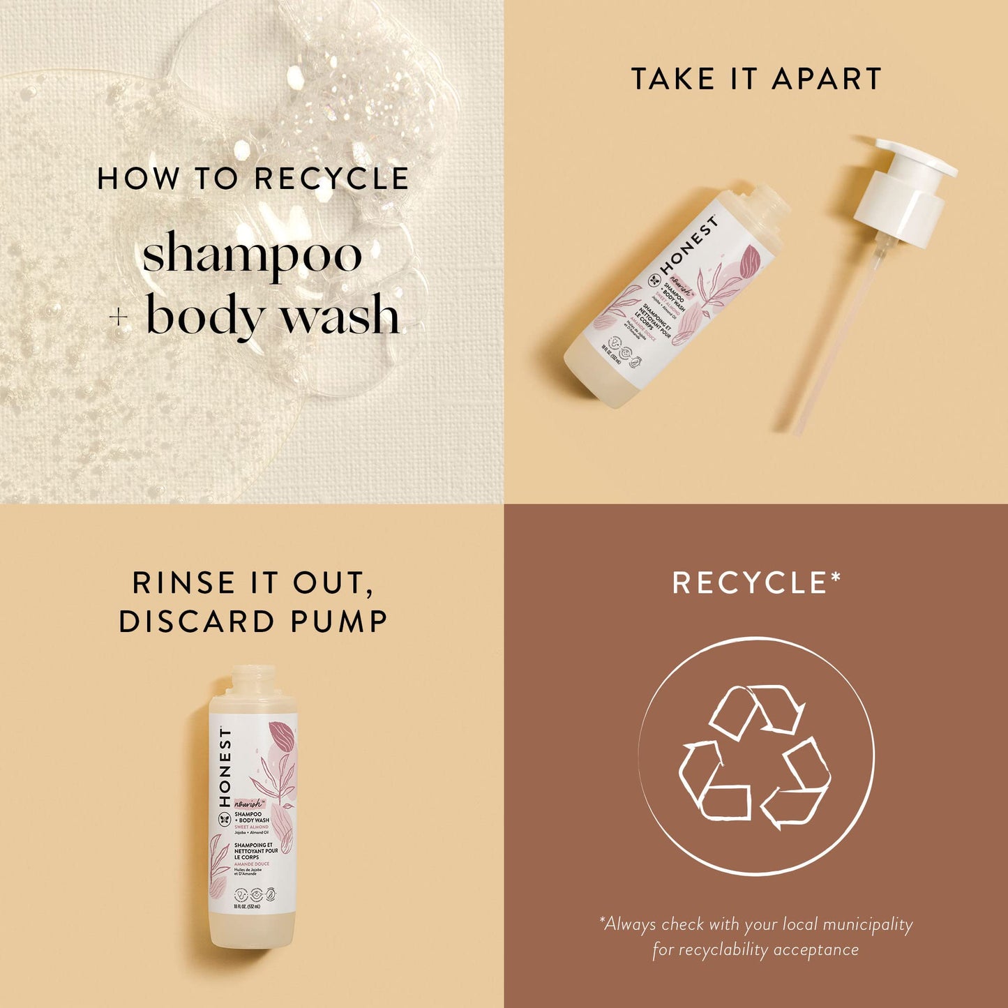 The Honest Company 2-in-1 Cleansing Shampoo Body Wash Gentle for Baby, Naturally Derived Tear-free, Hypoallergenic, Sweet Almond Nourish, 18 fl oz