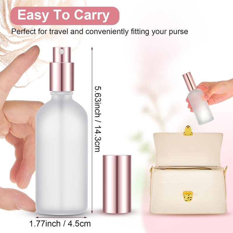 Teenyyou 18 Pack 3.4 oz Glass Spray Bottles bulk, Empty Perfume Frosted Fine Mist Atomizer, Refillable Small Travel Containers for Cleaning Products, Essential Oils- Gold, Rose Golden, Silver
