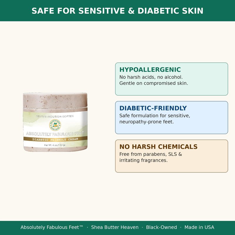 Absolutely Fabulous Feet Foot Cream | Sensitive Skin Formula with Emu Oil, Tea Tree & Retinol | Deep Moisture for Dry, Rough, Cracked Heels | Non-Greasy Overnight Relief — 4 oz