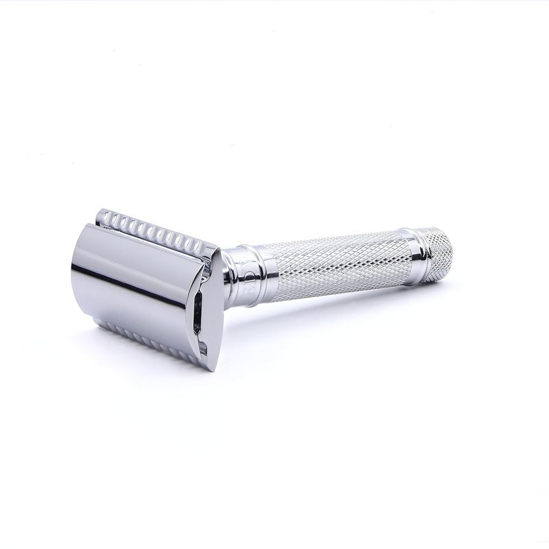 Edwin Jagger Classic Double Edge Safety Razor - Eco-Friendly Short Handle | Fits All DE Blades, Knurled Design
