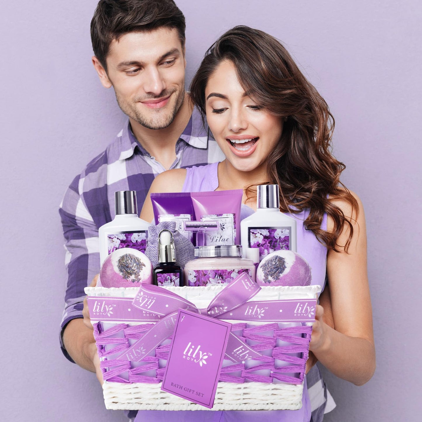 17Pcs Spa Gifts Spa Kit - Perfect Lavender Lilac Spa Gift Baskets for Women
