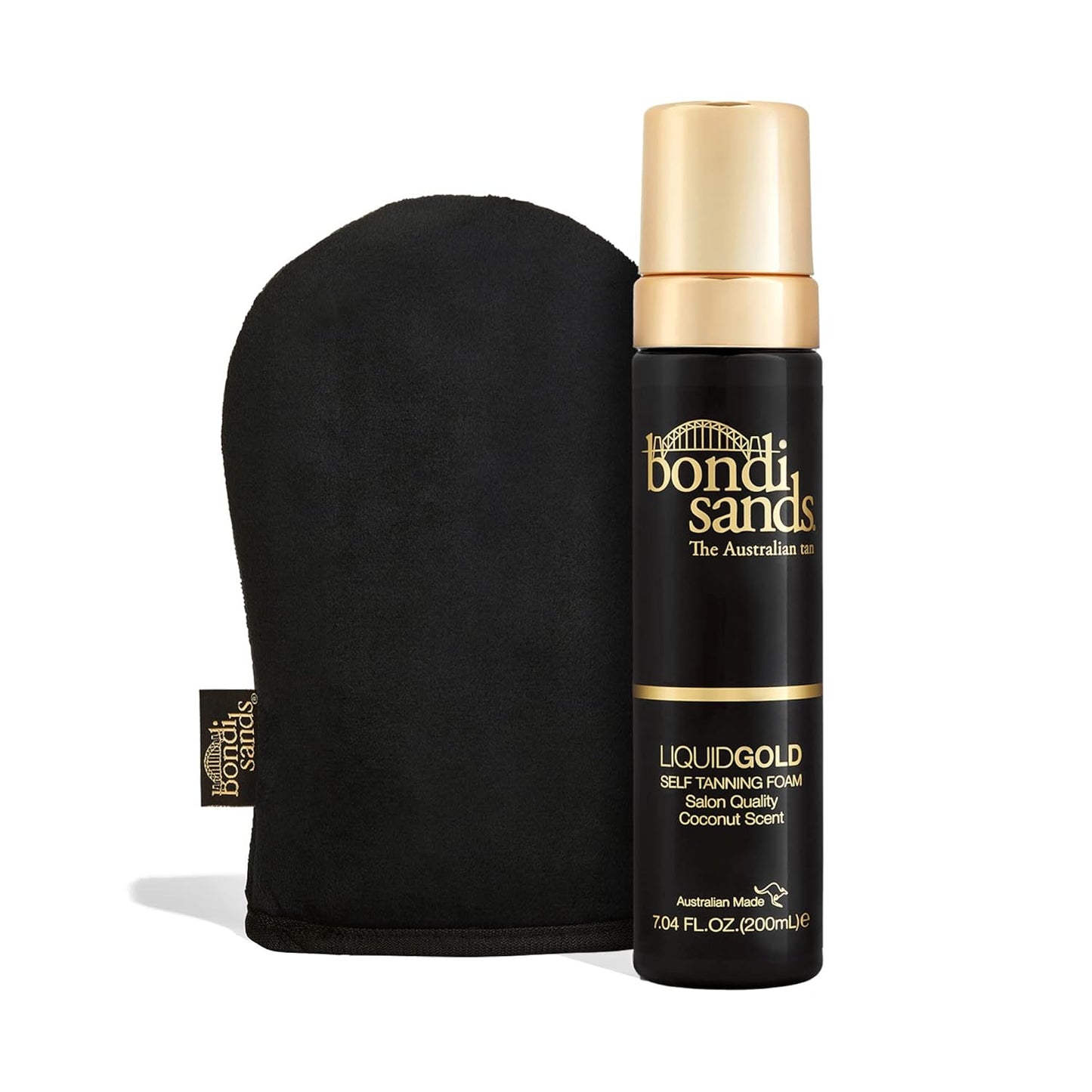 Bondi Sands Liquid Gold Self Tanning Foam - Lightweight Sunless Tanning Foam + Reusable Application Mitt | Perfect for a Flawless Glow