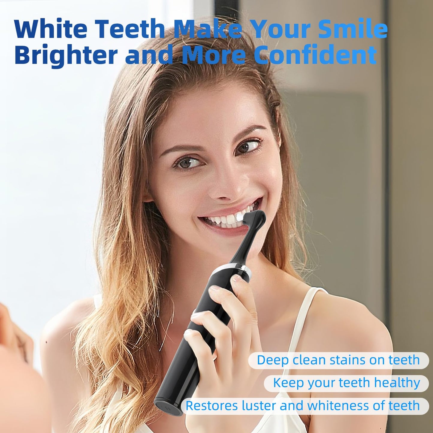 GUPAY Tooth Polisher Rechargeable Teeth Whitening Kits for Teeth Daily Cleaning and Whitening Dental Polisher with 2 Set Polishing Brush Heads LED Light 5 Speed Modes Waterproof