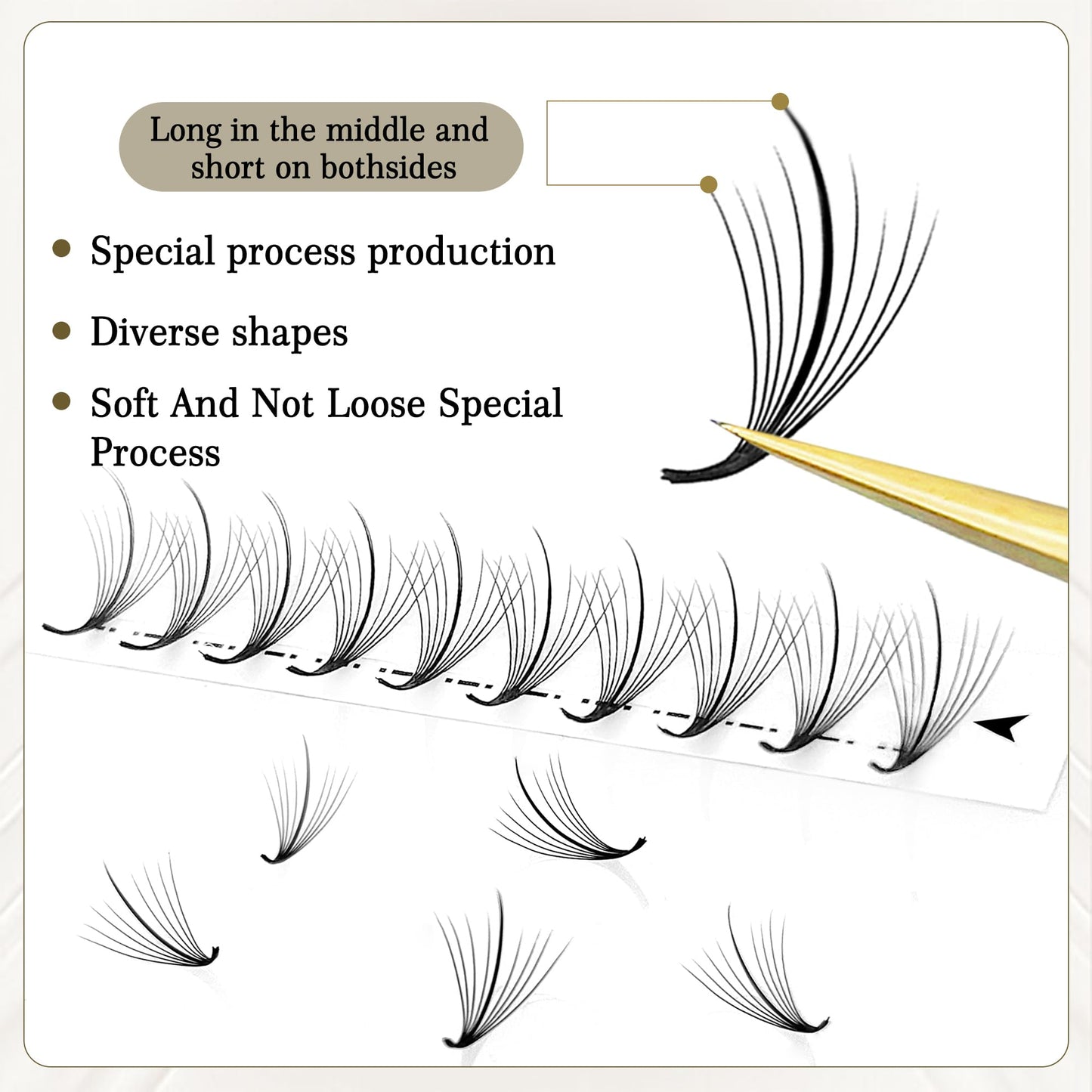 CoMango Wispy Premade Fans Eyelash Extensions 5D 7D 9D Spikes Lash Fans C/D Curly Pointy Stem Volume Lashes Extensions 0.07mm Thin Base Handmade Lash Extensions (black, 120fans-9D-C-Mix8-15mm)