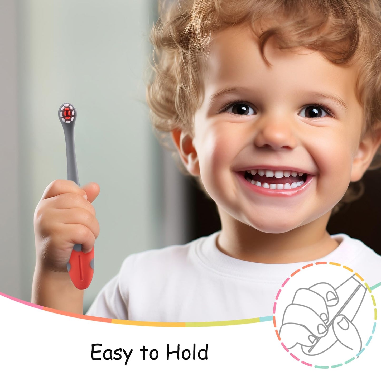 Mombella Ladybug Toddler Toothbrush for 2 Years+, Soft Red Dot Bristle Kids Toothbrush Age 2-4, Easy to Use, Oral Hygiene Care for Infant Teeth and Gums, Safe and Sturdy, 1pc
