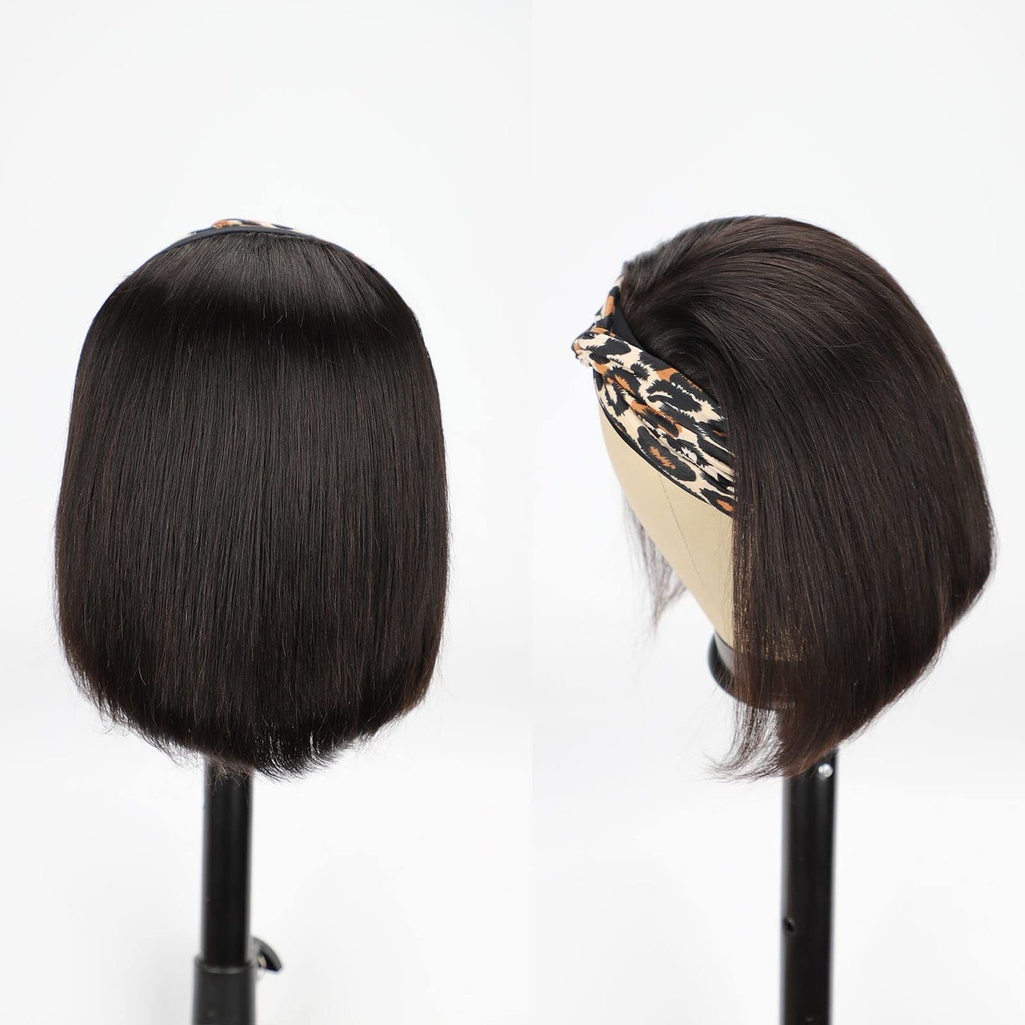AISI QUEENS Headband Wig Human Hair For Black Women Bob Wigs Glueless Human Hair Short Headband Wigs (10 Inch)