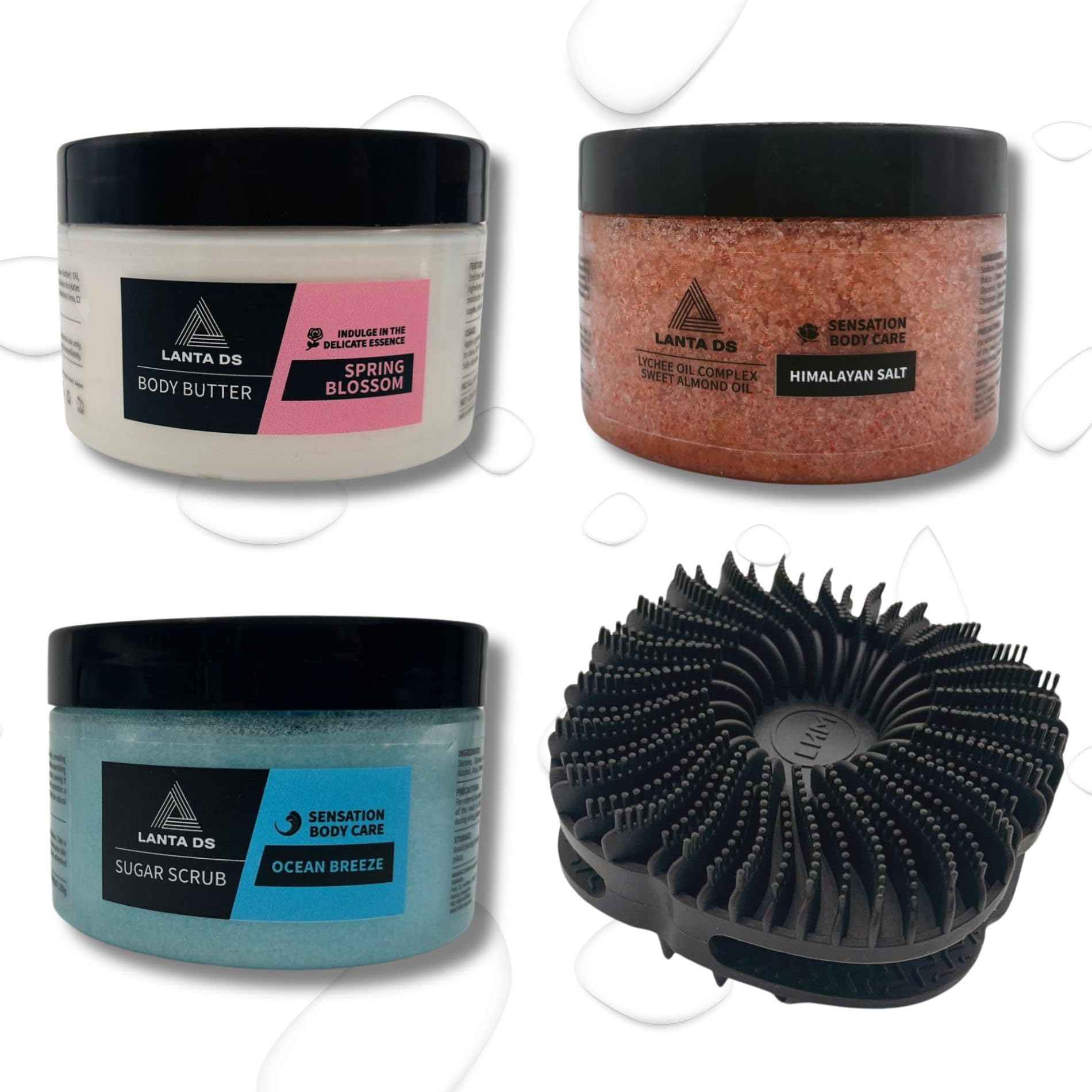 Body Scrub Set - Body Exfoliator - Himalayan Salt Scrub - Butter Scrub and Sugar Scrub - Exfoliating Wash set - Skin Care Set - All Skin Types with Scrubber Silicone