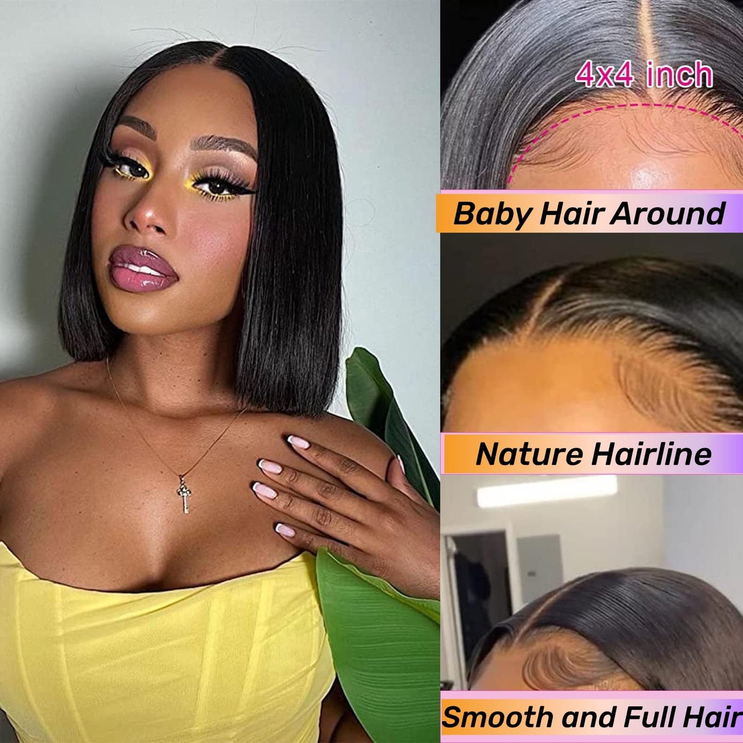 Keytac Deep Wave BOB Wig Human Hair 13x4 HD Curly BOB Lace Front Wigs Human Hair Pre Plucked Wear And Go Glueless Short Curly Frontal BOB Wigs For Black Women Wet And Wavy 12 Inch
