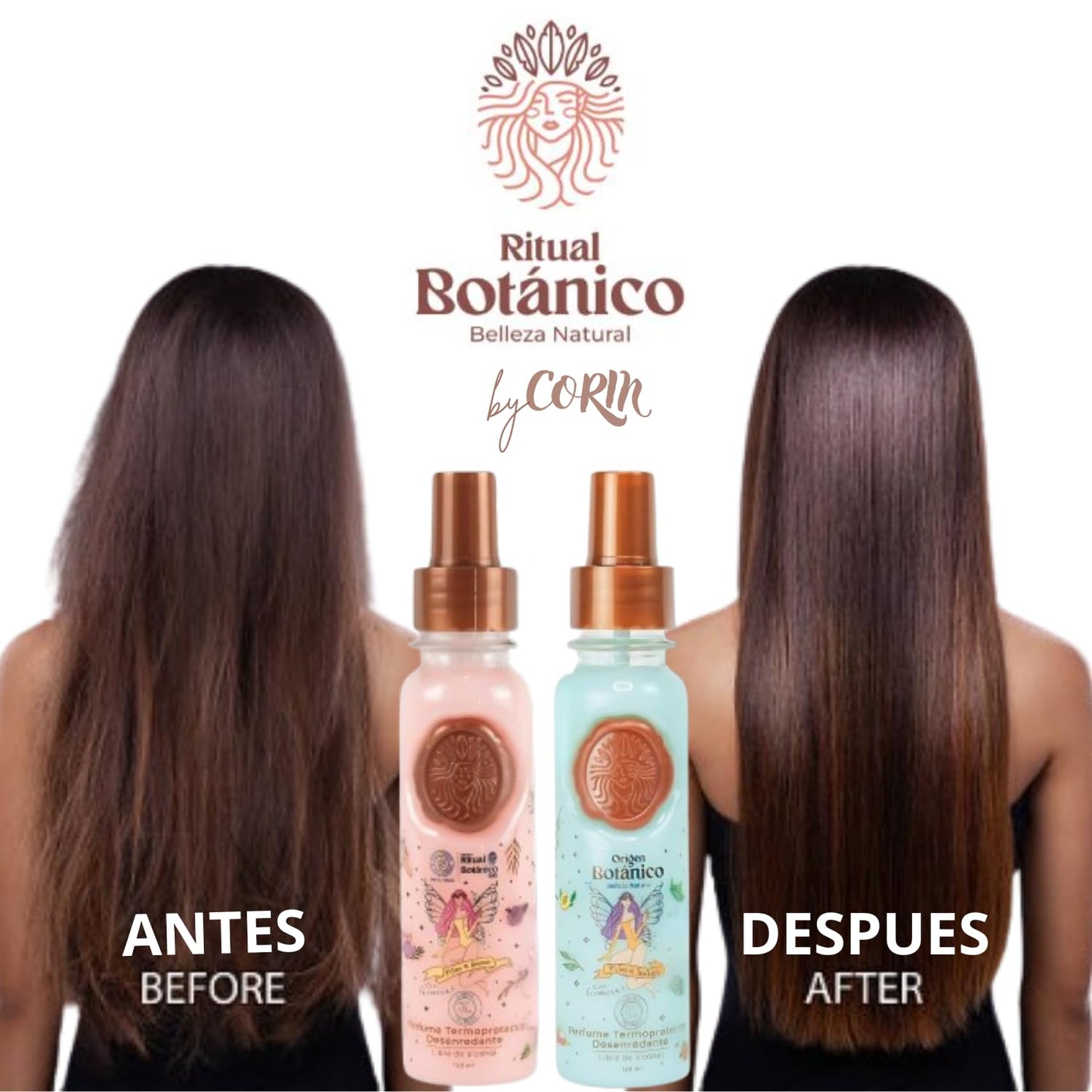 Hair Perfume - DUO Protector Termico para Cabello, Desenredante y Control Frizz Con Feromonas, Protección Solar - Ritual Seducción y Ritual Tentación Floral y Frutal 120ML - Leave in Conditioner Spray