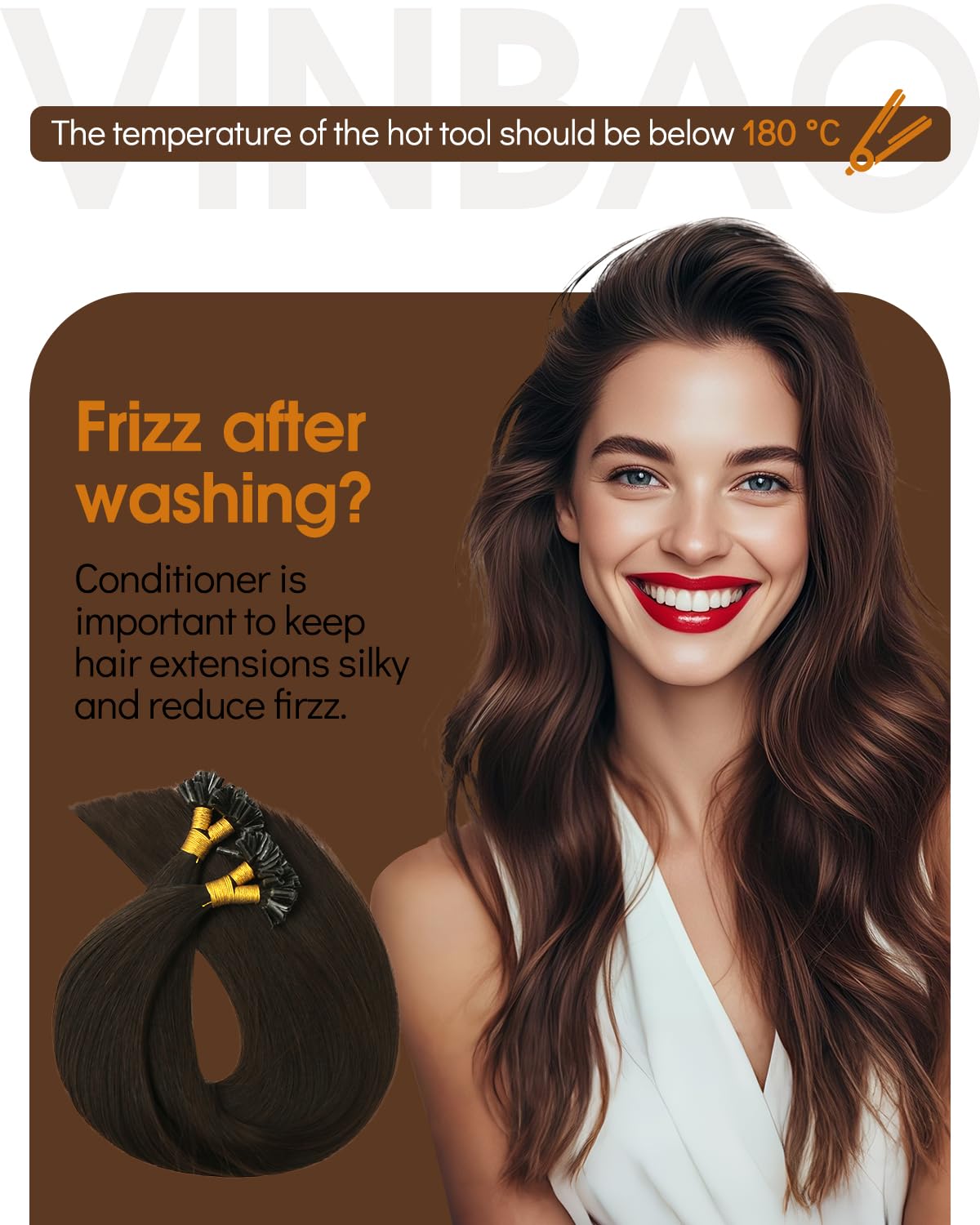U Tip Hair Extensions - Real Human Hair, Darkest Brown, 14 Inch | Keratin Fusion, 40g, Natural Straight
