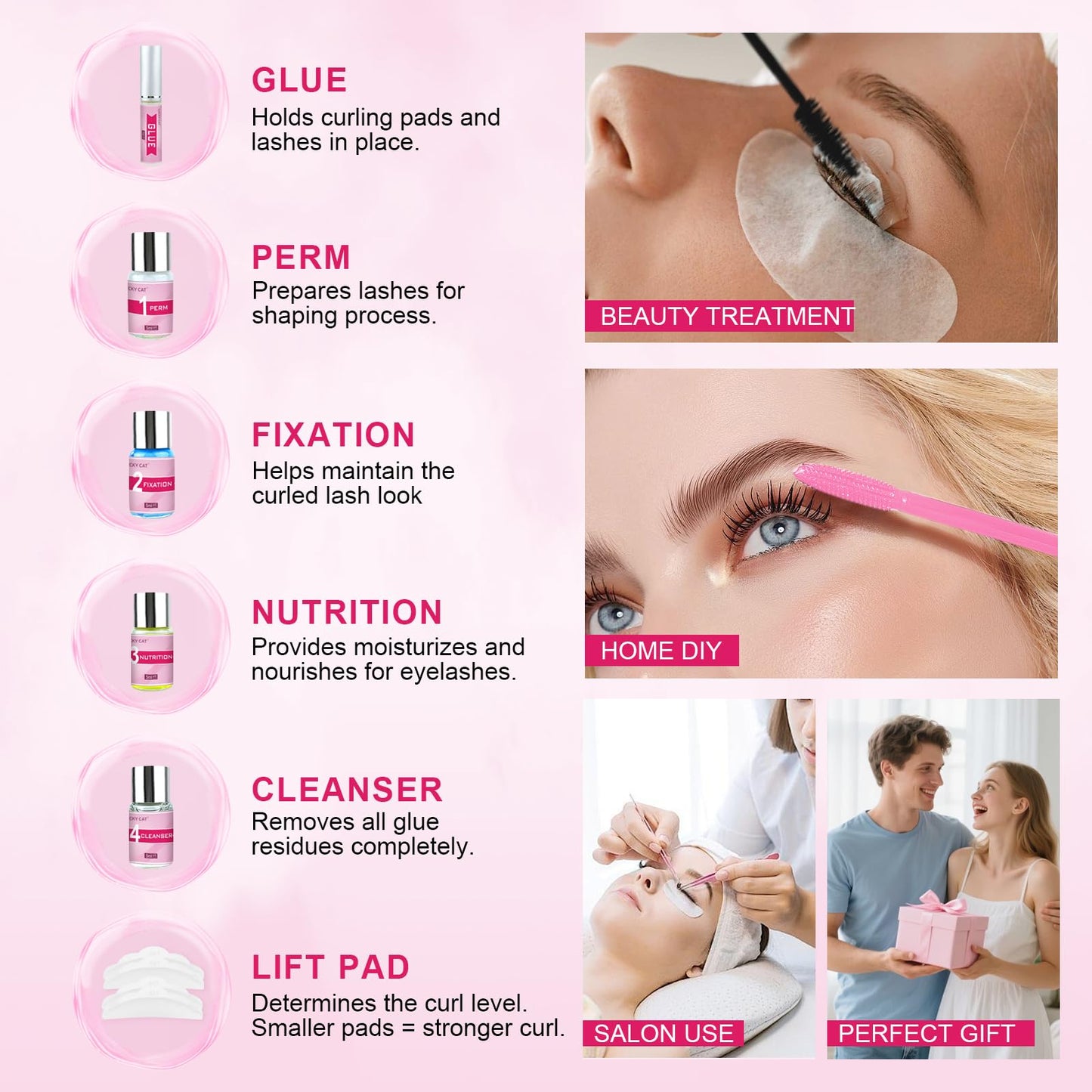 LUCKY CAT 2026 Lash Lift Kit, Professional Eyelash Perm Kit for Safe & Lasting Perming, Curling and Lifting Eyelashes, Easy for Beginner, Lash Lifting DIY Set for Salon-Quality at Home