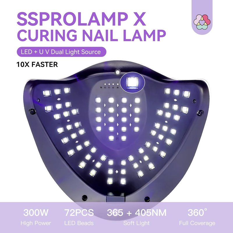 SAVILAND 300W UV Nail Lamp - Motion Sensor Gel Nail Dryer with 72 Beads & 4 Timers | Fast Curing Light for Salon Use