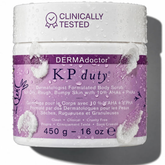 DERMAdoctor KP Bump Eraser Body Scrub with 10% AHAs + PHAs for Keratosis Pilaris, Dry, Rough, and Bumpy Skin, Dermatologist Formulated Exfoliating Body Scrub with Glycolic and Lactic acids - 16 Fl oz