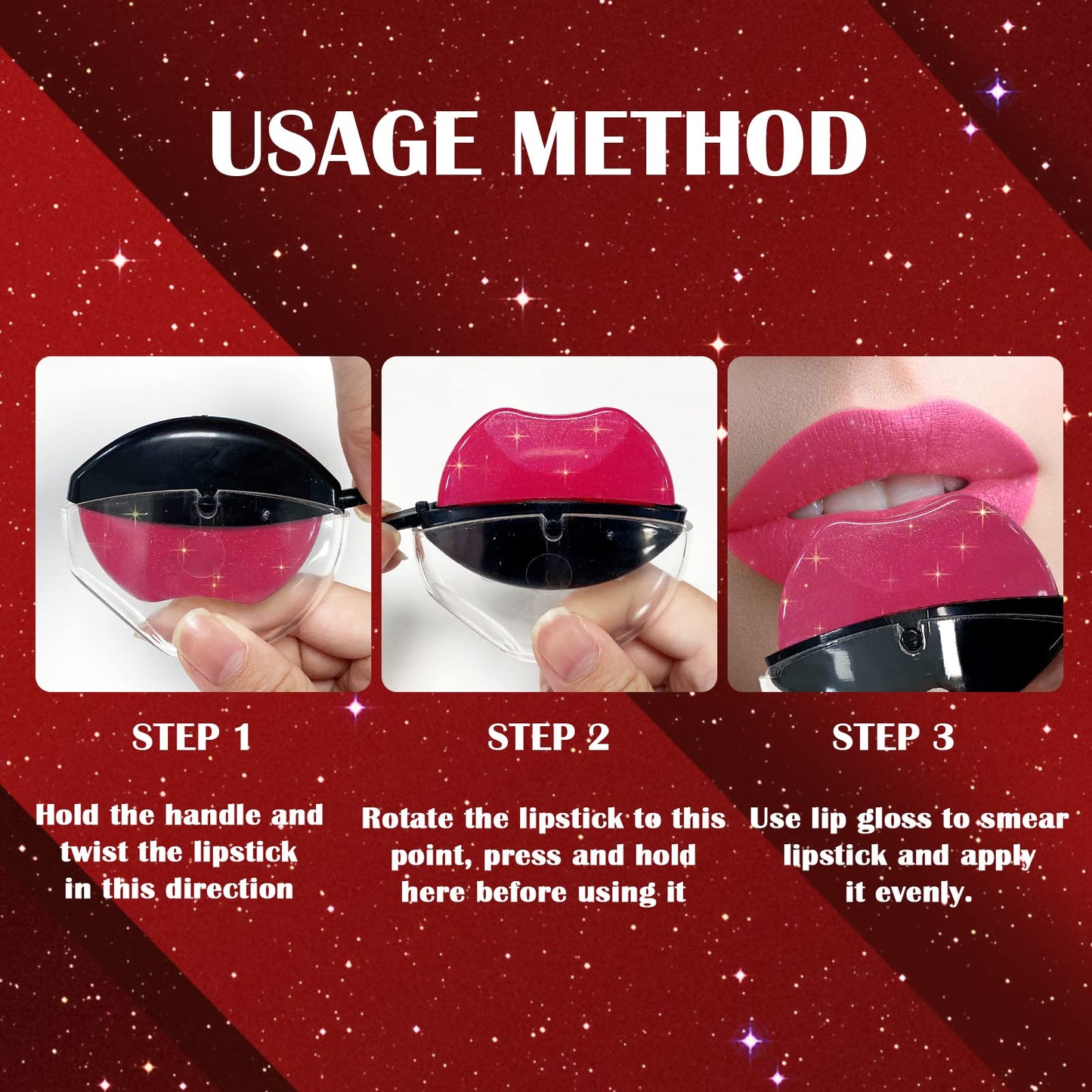 DAGEDA 3 Colors Lazy Lipstick, Pearl Magic Color Changing Labiales Magicos Long Lasting Waterproof Moisturizing Non-Stick Cup Not Fade Lip Shape Lipstick for Lazy People(Color D)