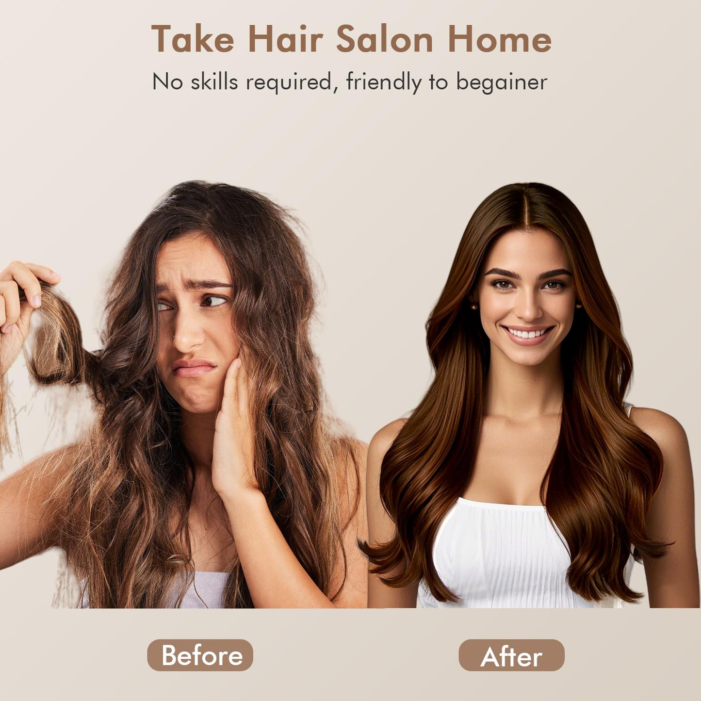 2-in-1 Blow Dryer Brush & Hair Straightener, Ionic & Ceramic Thermal Brush with Adjustable Heat & Cool Shot, 110000 RPM Motor High-Speed Motor for Frizz-Free, Smooth & Voluminous Hair, White with Comb