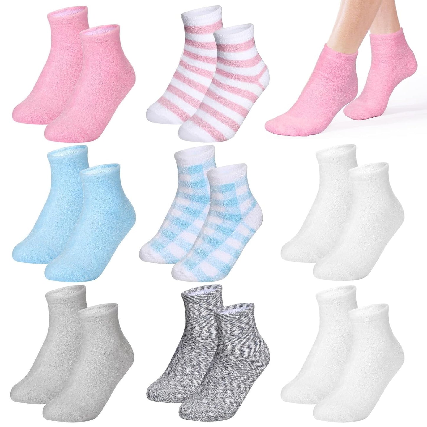 Aloe Infused Spa Socks - Moisturizing Gel Socks for Dry Cracked Feet | Soft & Fuzzy Comfort