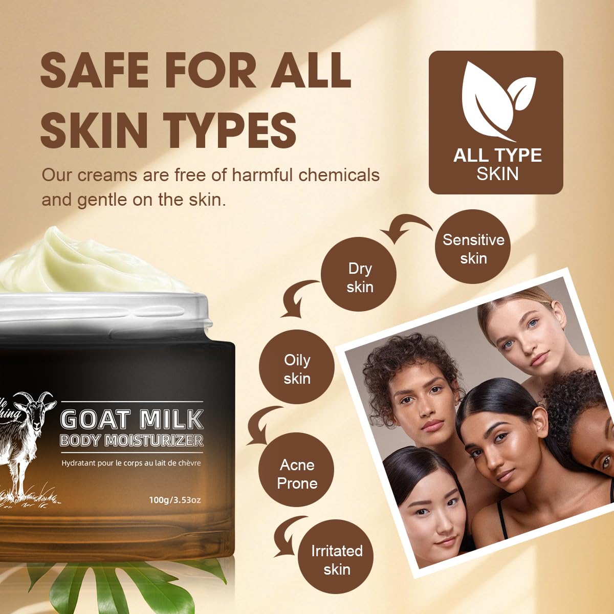 Bmrewax Goat Milk Lotion - Whipped Body Butter Cream with Goat Milk - Deeply Moisturizes, Softens Skin - Natural & Gentle for All Skin Types, 3.53 oz