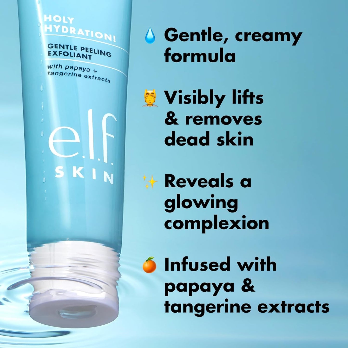e.l.f. SKIN Gentle Peeling Exfoliant Mini - Effective Cleanser for All Skin Types | Peels Away Dead Skin