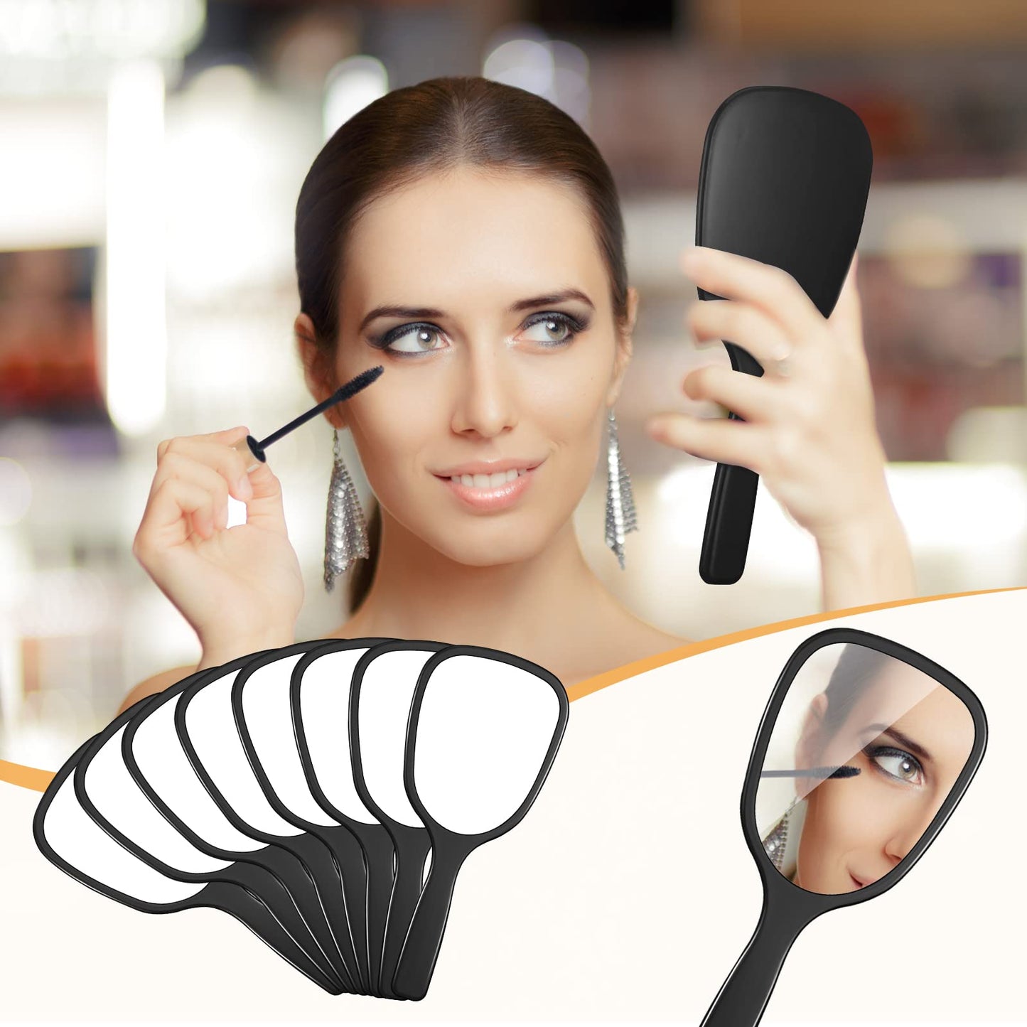 Namalu 60 Pcs Hand Held Mirror with Handle Bulk Small Travel Makeup Compact Mirrors for Girls Women Men Party Favors Gifts 7.08 x 3.14 Inch