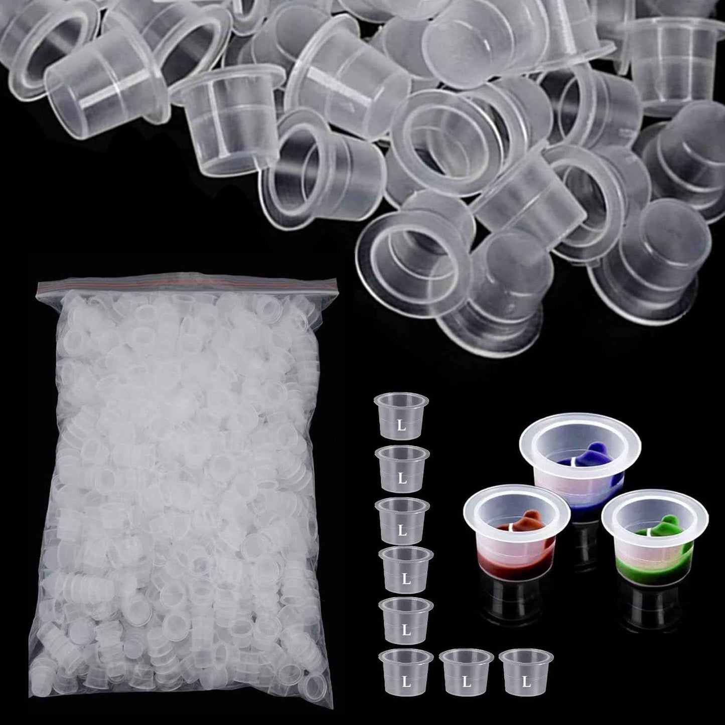 Urknall 1000PCS Large Size Tattoo Ink Cups Large Tattoo Caps 16MM Tattoo Ink Cups Pigment Cups Tattoo Plastic Cap for Tattoo Ink