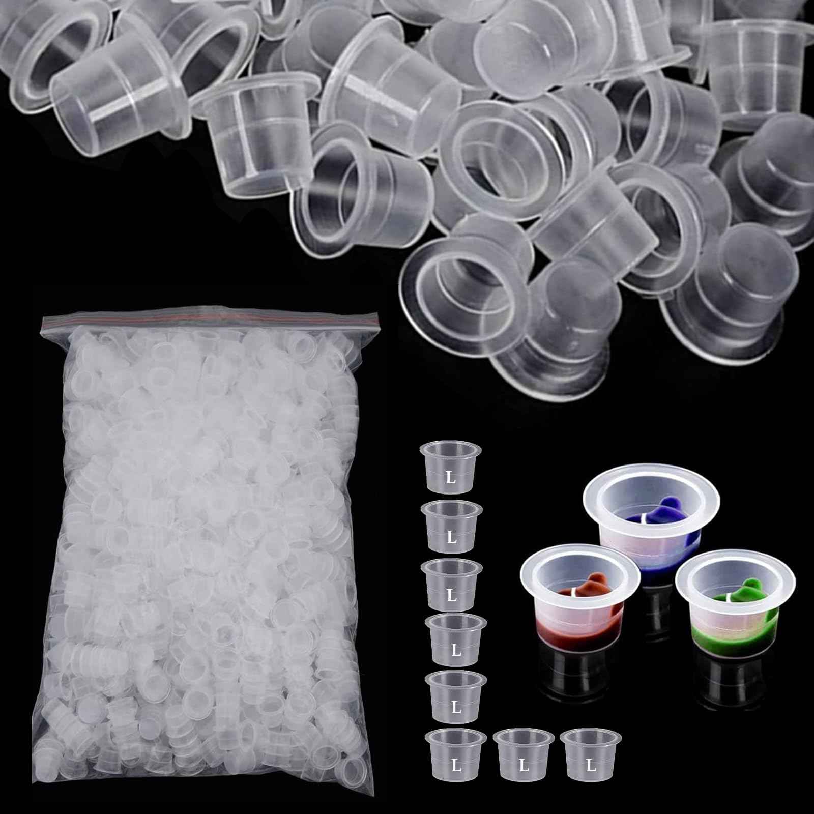 Urknall 1000PCS Large Size Tattoo Ink Cups Large Tattoo Caps 16MM Tattoo Ink Cups Pigment Cups Tattoo Plastic Cap for Tattoo Ink