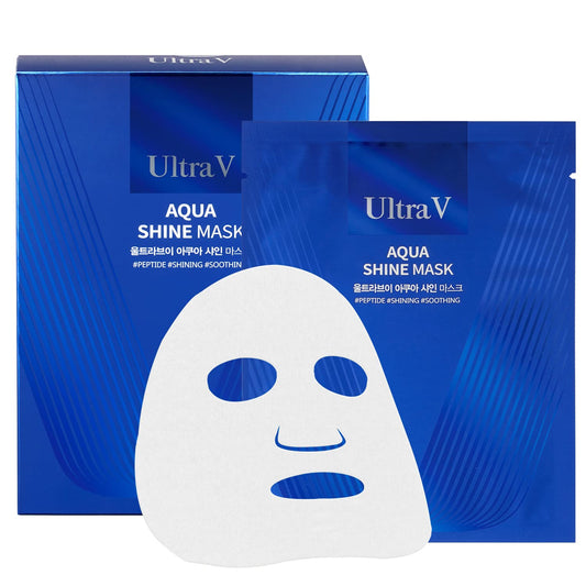 ULTRAV Anti Aging Facial Mask Sheet – Antioxidant, Deep Moisturizing – Hypoallergenic Tencel Sheet - Aqua Shine Mask 10 Sheets