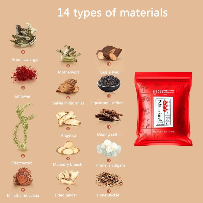30 PCS Body Herbal Detox Foot Soak to Remove Toxins,Lymphatic Drainage Ginger Feet Soak,Mugwort Foot Detoxing Soak for Dry Cracked Feet Dispel Cold Remove Dampness 泡脚足浴包艾草叶
