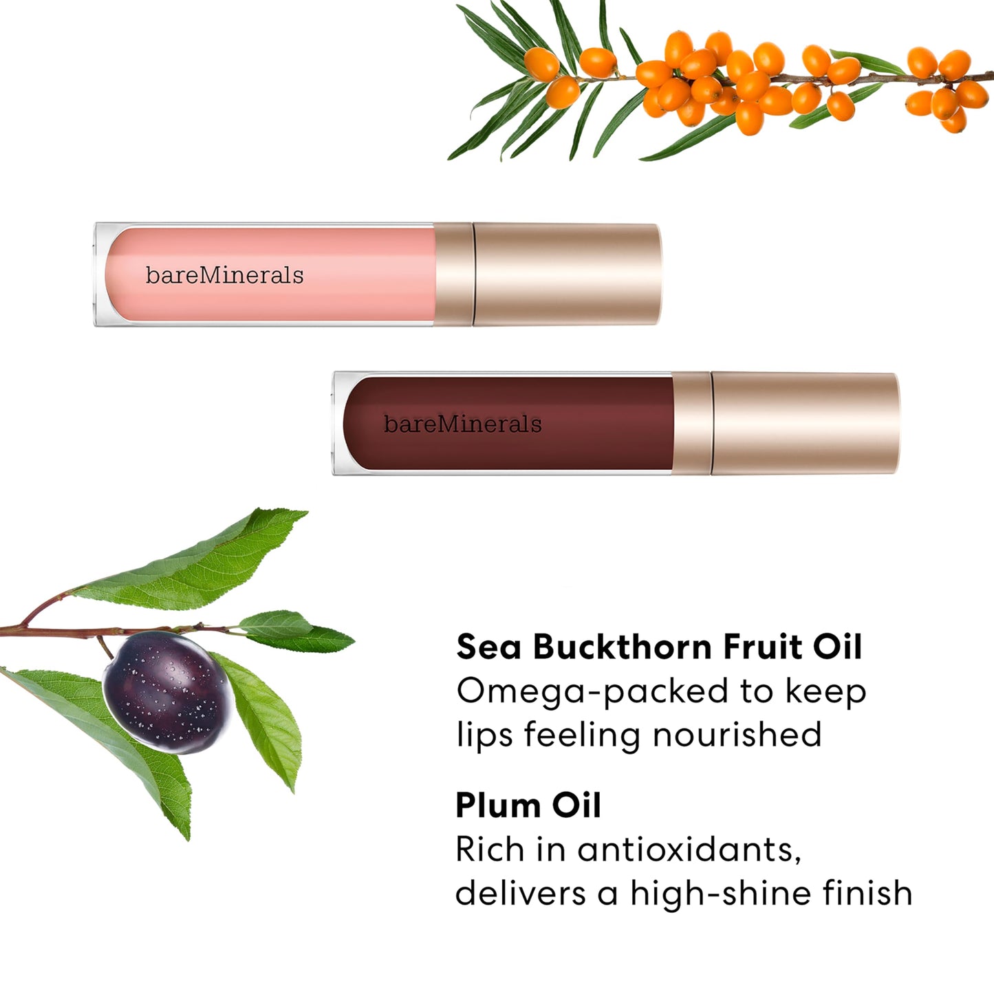 bareMinerals Mineralist Lip Gloss-Balm, Serenity & Cranberry, Vegan, Cruelty-Free & Dermatologist-Tested