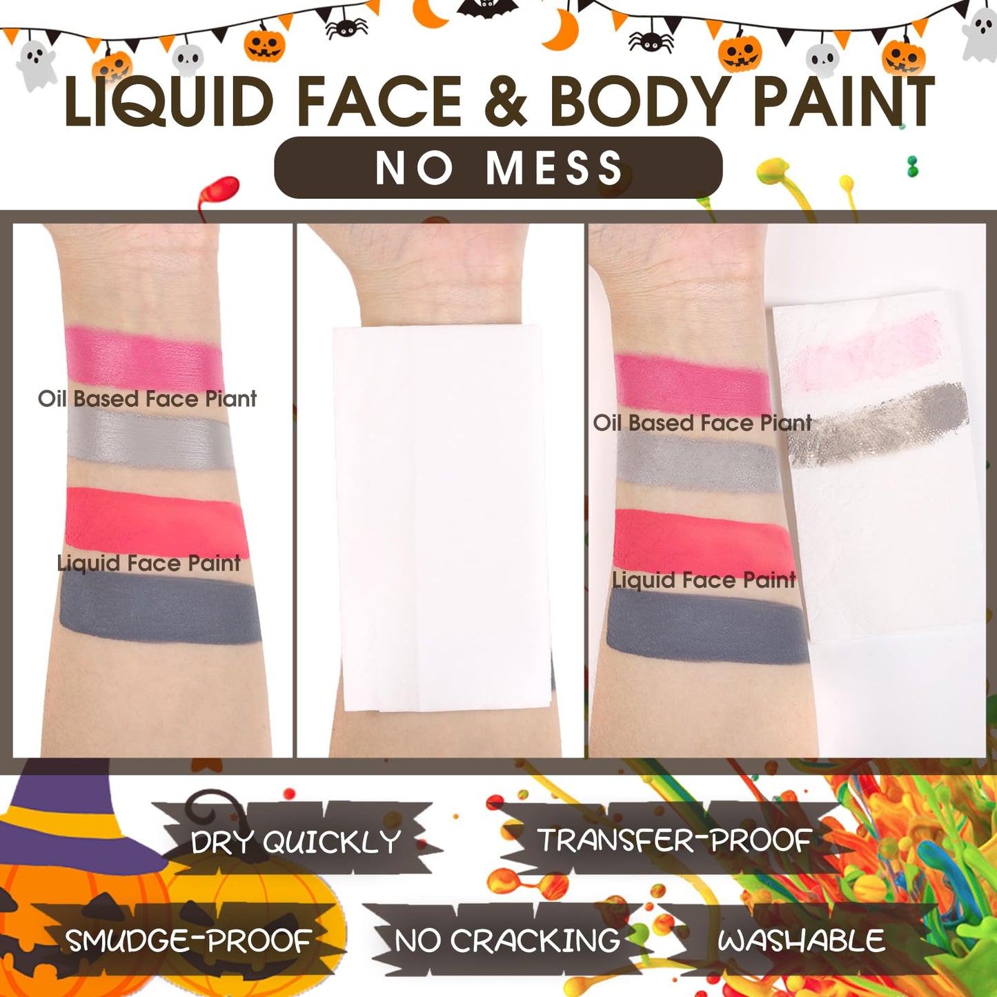 BOBISUKA Light Purple Face Body Paint Liquid Texture Washable Non Toxic Facepaint Fast Drying Foundation Makeup for Halloween Ursula Dabi Widowmaker Cosplay SFX Costume Party Large Capacity(130ml)