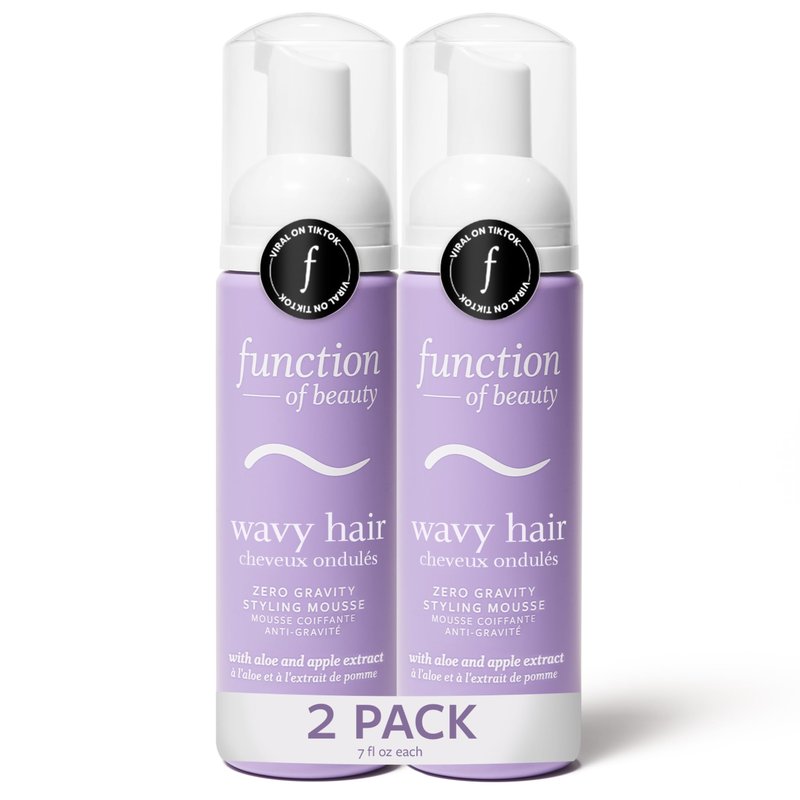 Function of Beauty Wavy Hair Mousse for Styling - Anti-Frizz Hair Styler Adds Volume & Defines Natural Waves - Volumizing & Texturizing Lightweight Styling Foam with Flexible Hold - Hair Care Products