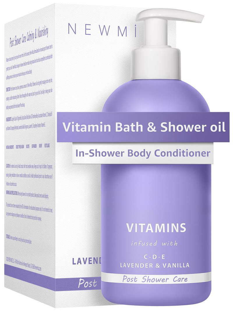 New Miuz Lavender Vitamin InShower Body Conditioner Soft Skin Natural Post Shower Care Moisturizer for Body Legs Nourishing Bath Oil Lavender Vanilla Self Care Spa Gift