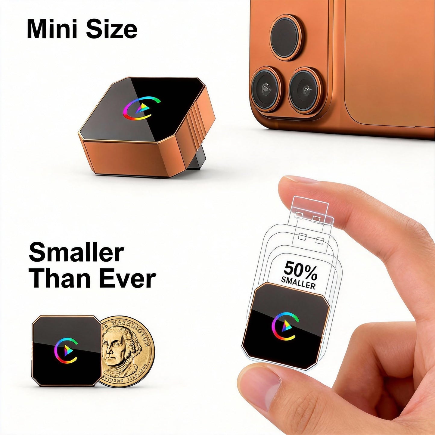 fintaps 2026 Mini Wireless CarPlay Adapter for iPhone,2-in-1 Wired to Wireless for Android&CarPlay Auto,Plug and Play Fast & Stable Connection,Zero Delay Car Play for iOS 10+, Android 11+