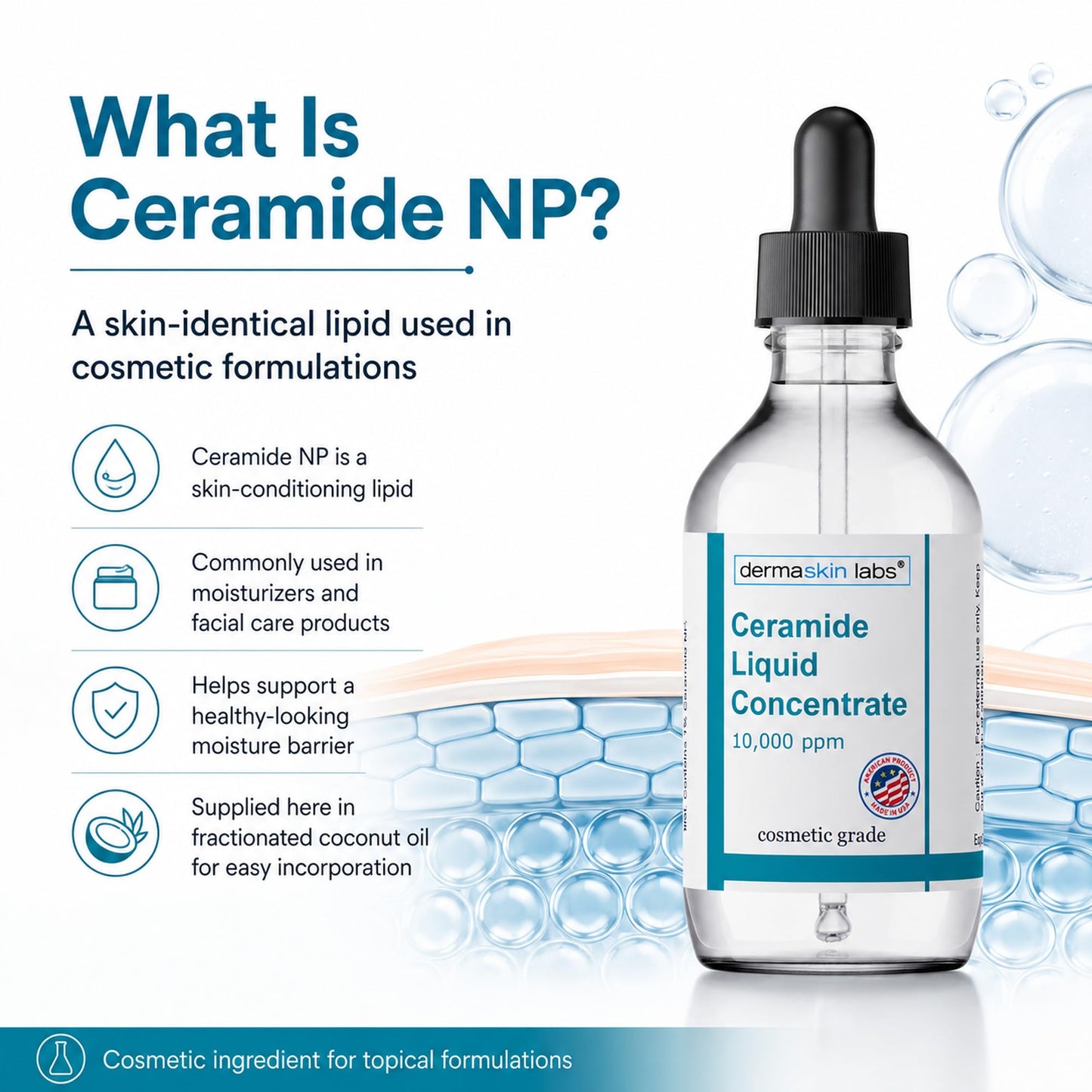 Ceramide Concentrate Liquid Ceramides Serum Complex Add to you Cosmetic Product Make your Own Skin Serum Cream Lotion Hair Mask