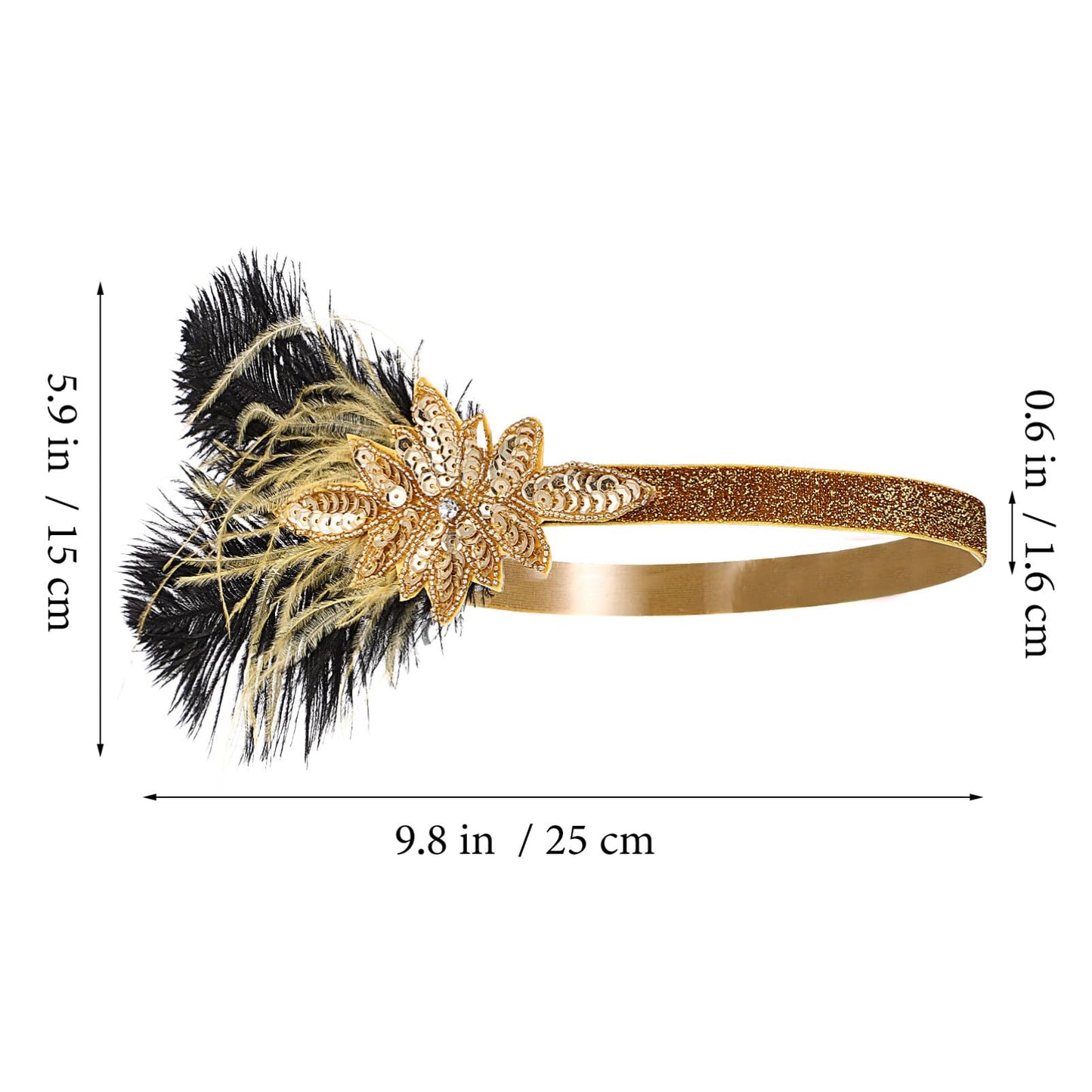Beaupretty Flapper Headband Roaring 1920s Costume Headwear Sequin Wedding Headpiece for Women