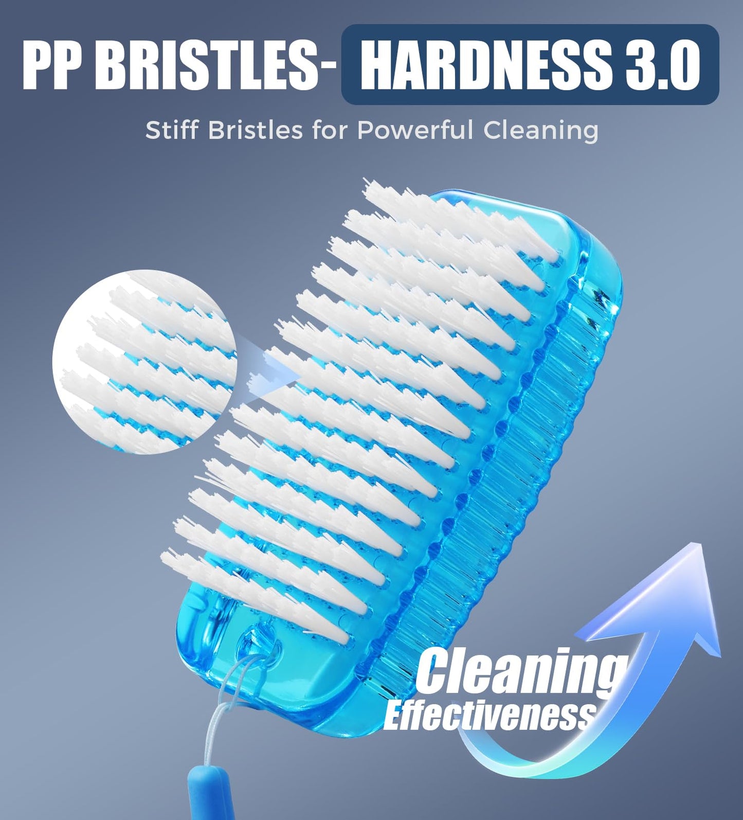 Nail Brush for Cleaning Fingernails, Larbois 2 Pack Two-Sided Extra-Wide Fingernail Brush for Cleaning Stiff Bristles Nail Scrubber Brush Mechanic Hand Scrub Brush with Hanging Rope