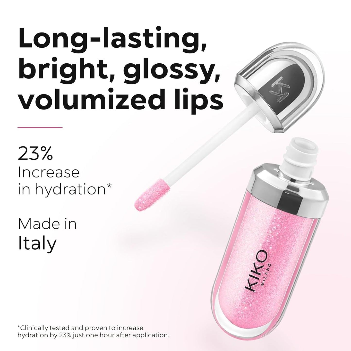 KIKO Milano 3D Hydra Lip Gloss - High Shine Hydrating Plumping Lip Makeup | Non-Sticky Moisturizing Formula