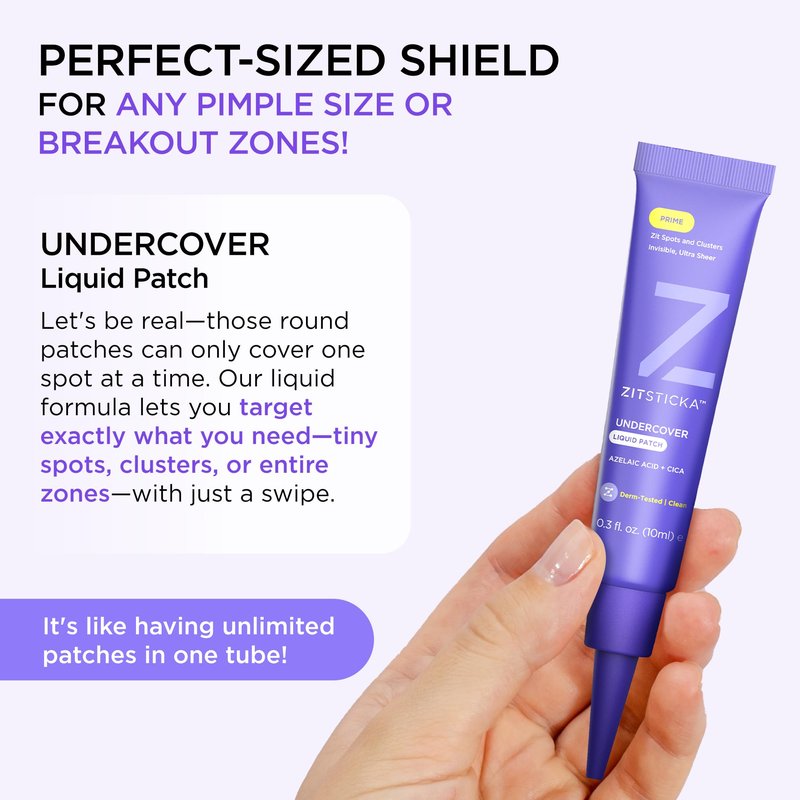 ZitSticka Liquid Pimple Patch - Invisible Pimple Patches for Face, Pimple Cream, Salicylic Acid Spot Cover For Face, Liquid Pimple Patch Large & Clear Fits to Makeup (Liquid Patch 0.3oz,10ml)